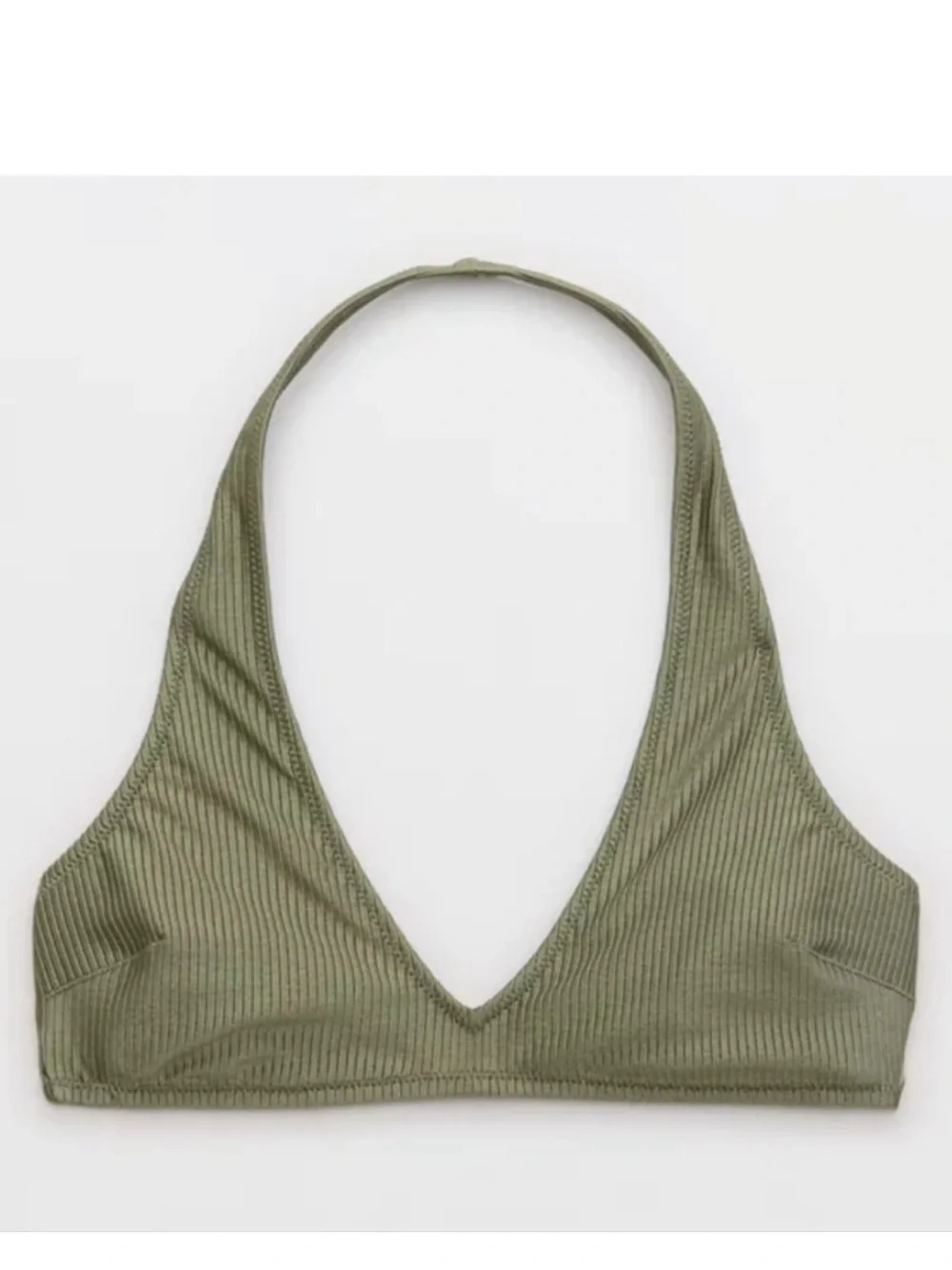 NWT Aerie Shine Olive Green Ribbed Bikini Set